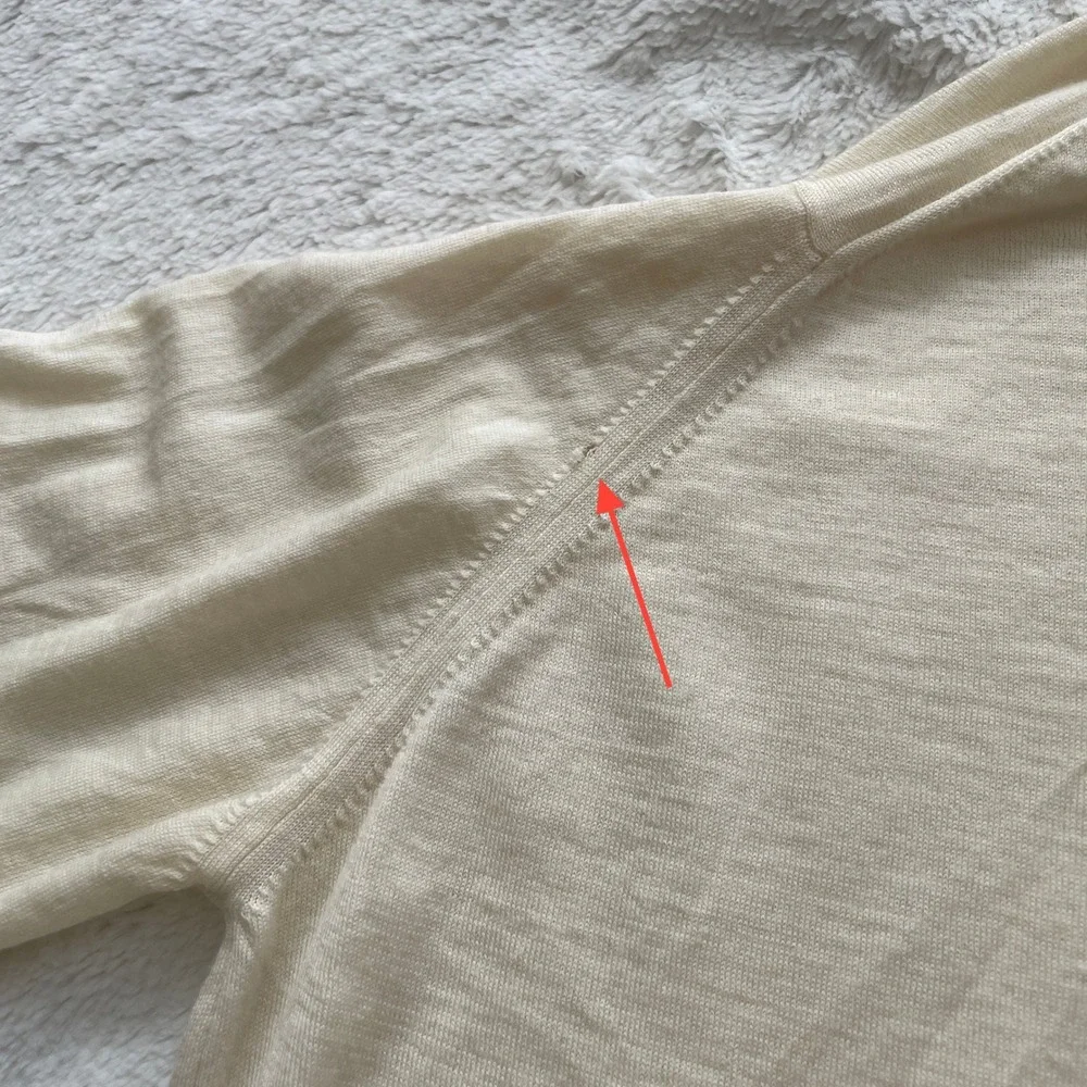 John Smedley Dorset Extra Fine Merino Wool Long Sleeve Polo Sweater Cream Size M